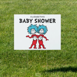 Dr. Seuss Thing One Thing Two   Twins Baby Shower Sign