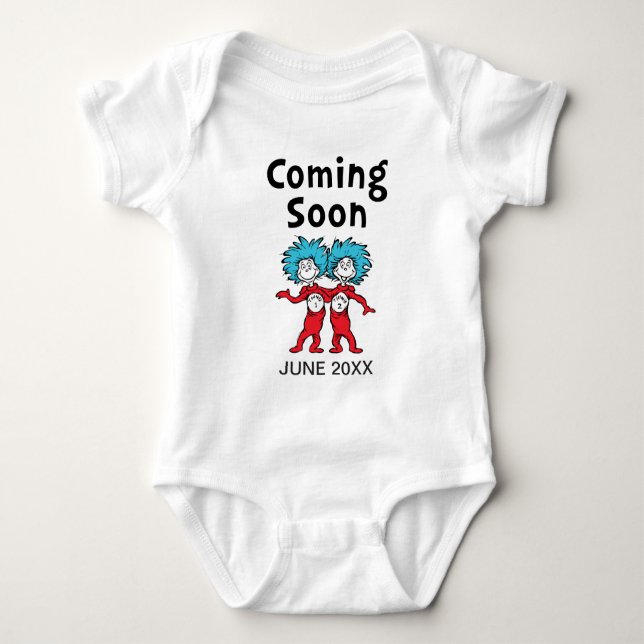 Dr. Seuss Thing One Thing Two Twins | Coming Soon Baby Bodysuit (Front)
