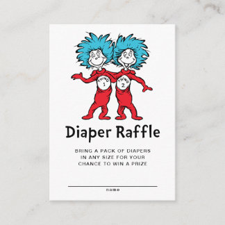 Dr. Seuss Thing One Thing Two Twins Diaper Raffle Enclosure Card