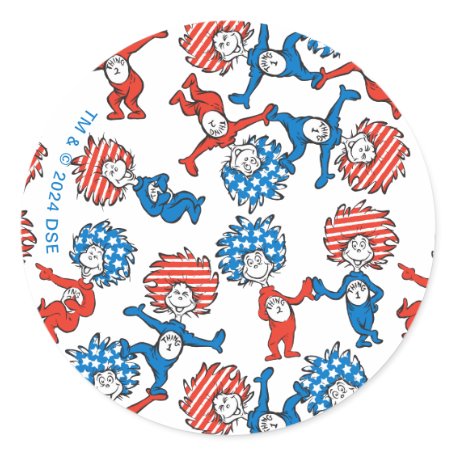 Thing 2 Pattern Dr. Seuss | Thing One Thing Two US Flag Pattern Fabric | Zazzle