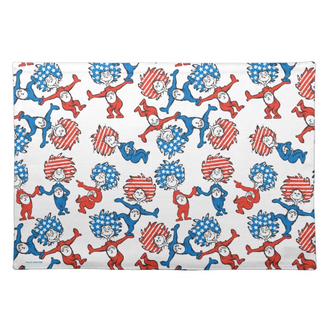 Dr. Seuss | Thing One Thing Two US Flag Pattern Cloth Placemat (Front)