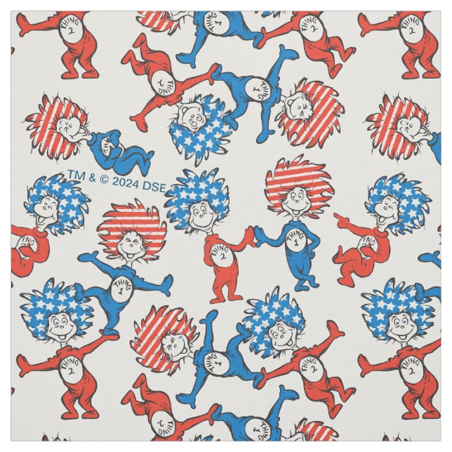 Dr. Seuss | Thing One Thing Two US Flag Pattern Fabric (Swatch)