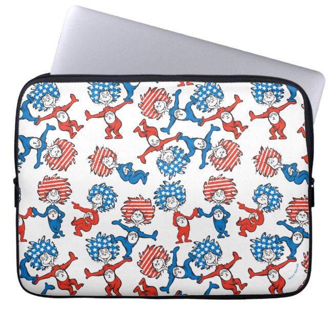 Dr. Seuss | Thing One Thing Two US Flag Pattern Laptop Sleeve (Front)