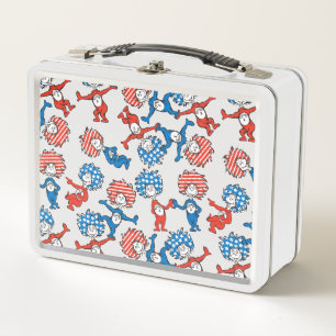 Dr. Seuss Thing One Thing Two US Flag Pattern Metal Lunch Box