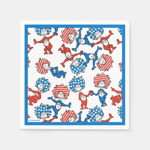 Dr Seuss  Thing One Thing Two US Flag Pattern Napkins