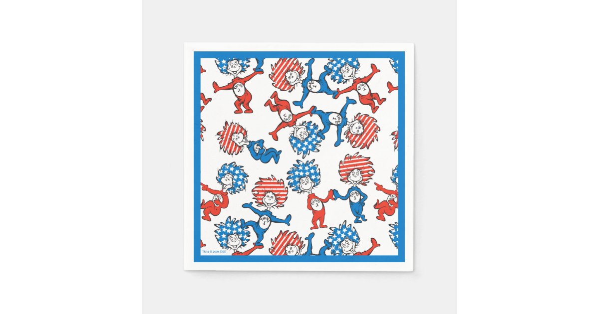Thing 2 Pattern Dr. Seuss | Thing One Thing Two US Flag Pattern Napkins | Zazzle