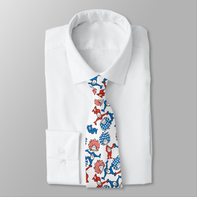 Dr. Seuss | Thing One Thing Two US Flag Pattern Neck Tie (Tied)
