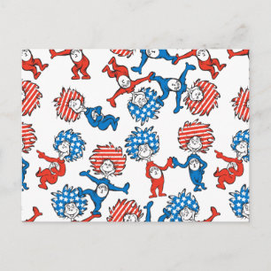 Dr. Seuss Thing One Thing Two US Flag Pattern Postcard
