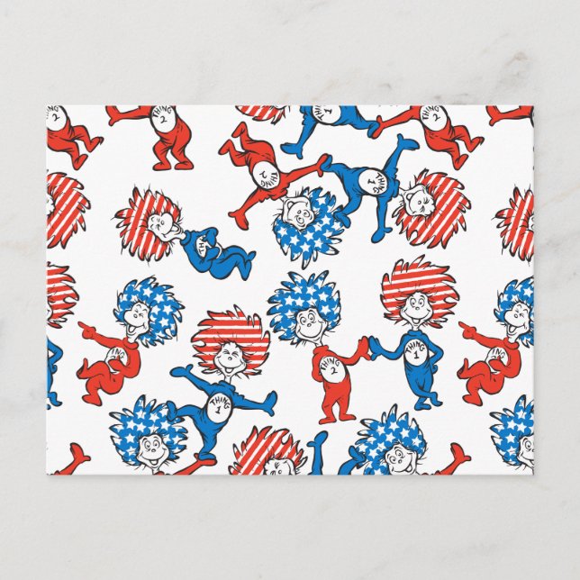 Dr. Seuss | Thing One Thing Two US Flag Pattern Postcard (Front)