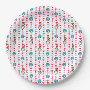 Dr. Seuss Valentine Cat in the Hat Heart Pattern Paper Plates
