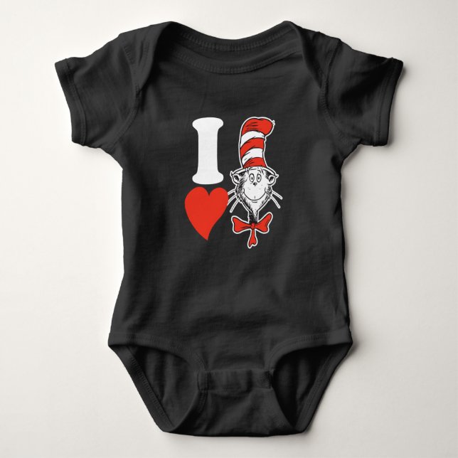 Dr. Seuss Valentine | I Heart Cat in the Hat Baby Bodysuit (Front)