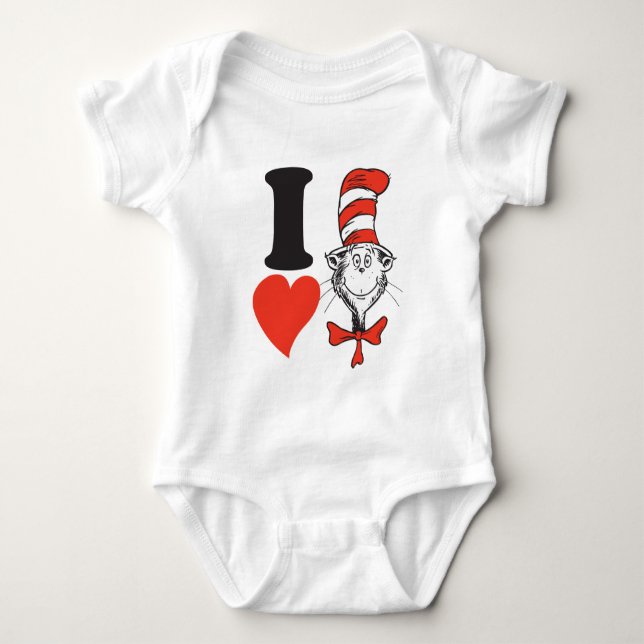 Dr. Seuss Valentine | I Heart Cat in the Hat Baby Bodysuit (Front)
