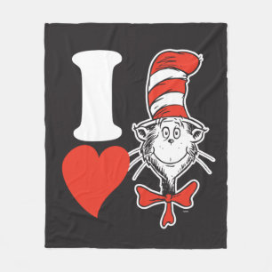 Dr. Seuss Valentine I Heart Cat in the Hat Fleece Blanket