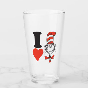Dr. Seuss Valentine I Heart Cat in the Hat Glass