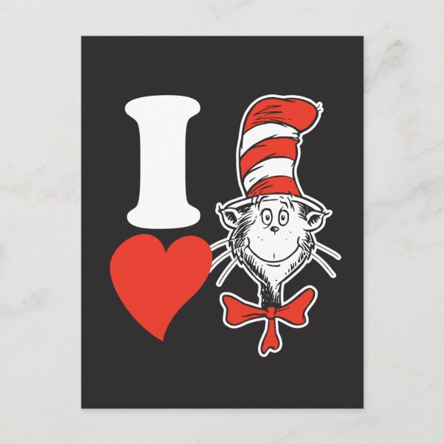 Dr. Seuss Valentine | I Heart Cat in the Hat Holiday Postcard (Front)