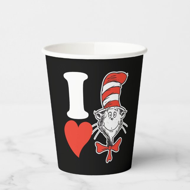 Dr. Seuss Valentine | I Heart Cat in the Hat Paper Cups (Left)