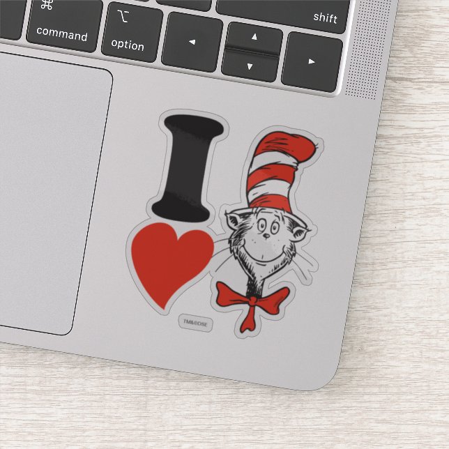 Dr. Seuss Valentine | I Heart Cat in the Hat Sticker (Detail)