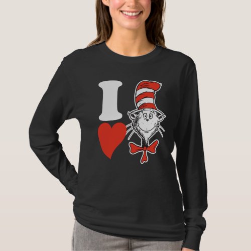 Dr Seuss Valentine  I Heart Cat in the Hat T_Shirt