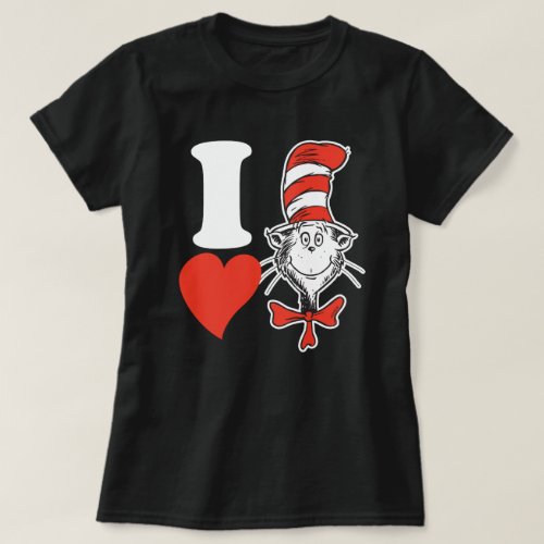 Dr Seuss Valentine  I Heart Cat in the Hat T_Shirt