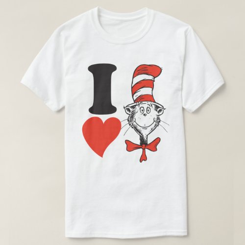 Dr Seuss Valentine  I Heart Cat in the Hat T_Shirt