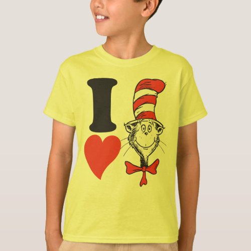 Dr Seuss Valentine  I Heart Cat in the Hat T_Shirt