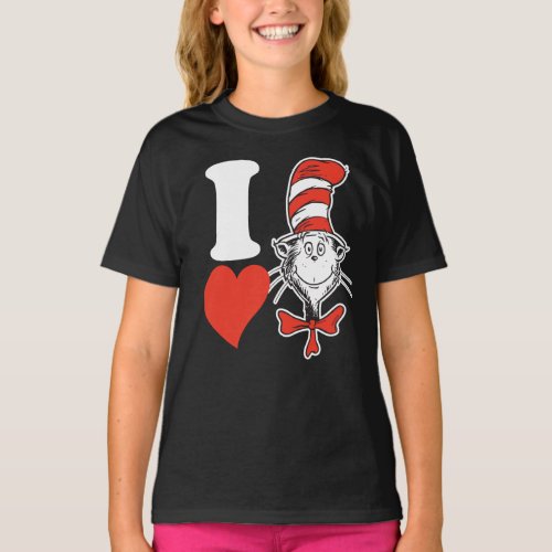 Dr Seuss Valentine  I Heart Cat in the Hat T_Shirt