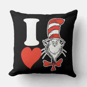 Dr. Seuss Valentine I Heart Cat in the Hat Throw Pillow