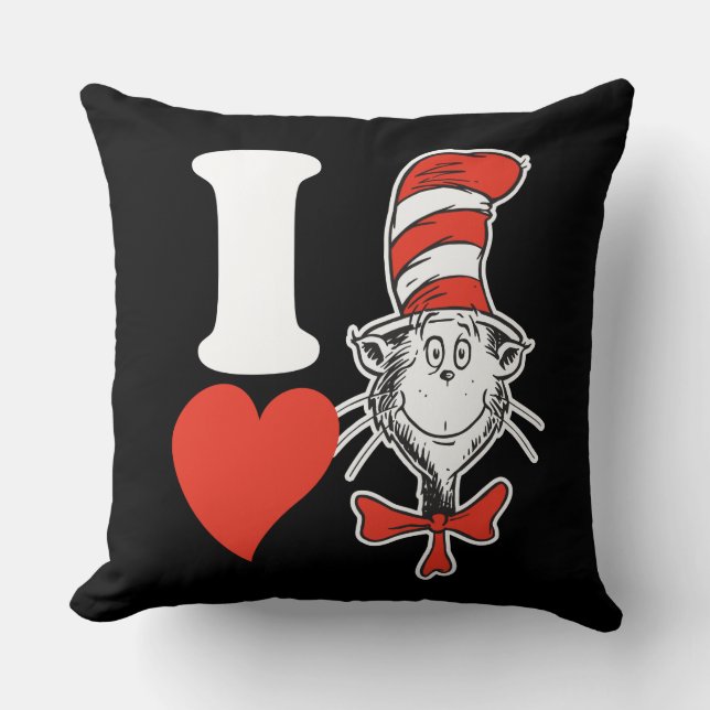 Dr. Seuss Valentine | I Heart Cat in the Hat Throw Pillow (Front)