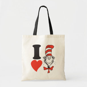 Dr. Seuss Valentine I Heart Cat in the Hat Tote Bag