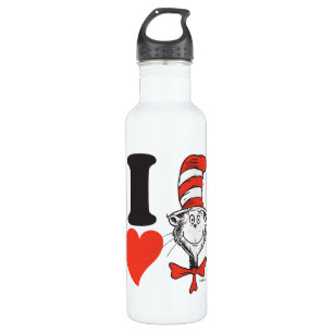 Dr. Seuss Valentine I Heart Cat in the Hat Water Bottle