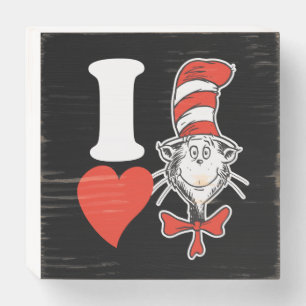 Dr. Seuss Valentine I Heart Cat in the Hat Wooden Box Sign