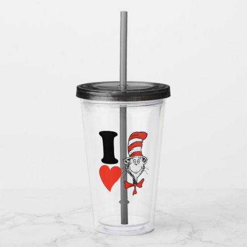 Dr Seuss Valentine  I Heart The Cat in the Hat Acrylic Tumbler