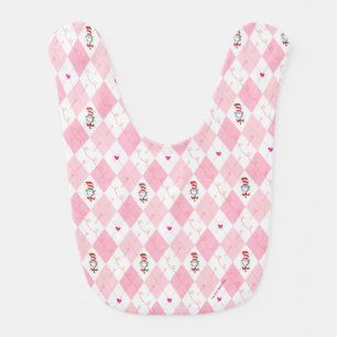 Dr. Seuss Valentine Pink Argyle Cat in the Hat Baby Bib