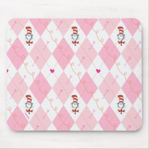 Dr. Seuss Valentine Pink Argyle Cat in the Hat Mouse Pad