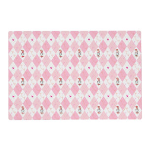 Dr. Seuss Valentine Pink Argyle Cat in the Hat Placemat
