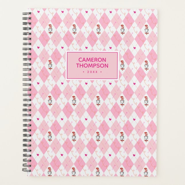 Dr. Seuss Valentine | Pink Argyle Cat in the Hat Planner (Front)