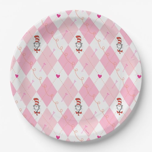 Dr Seuss Valentine  Pink Argyle The Cat in the H Paper Plates