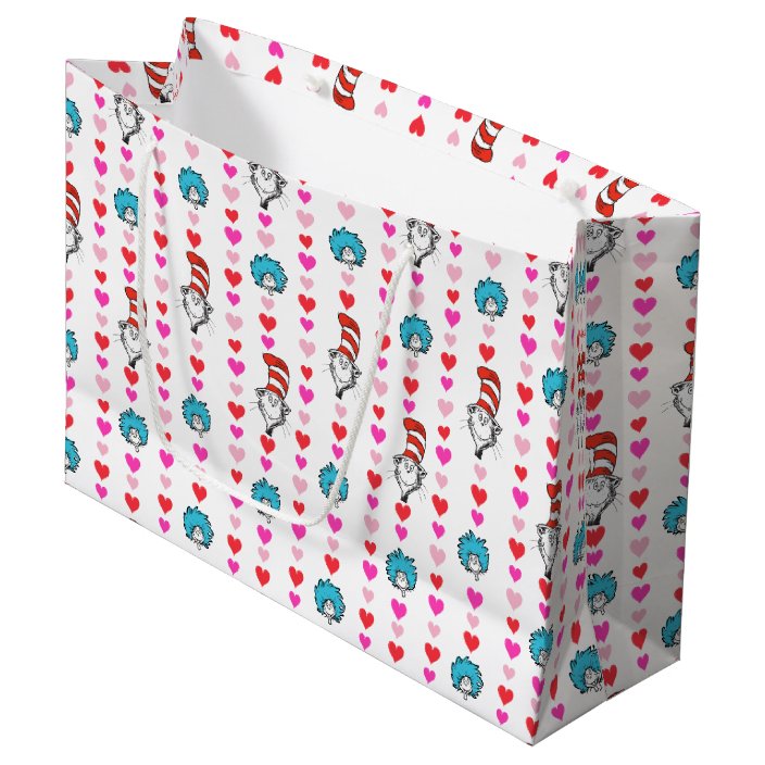 Dr Seuss Valentine The Cat In The Hat Heart Pat Large Gift Bag Zazzle Com