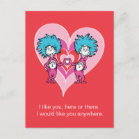 Dr. Seuss Valentine | Thing 1 Thing 2 Holiday Postcard