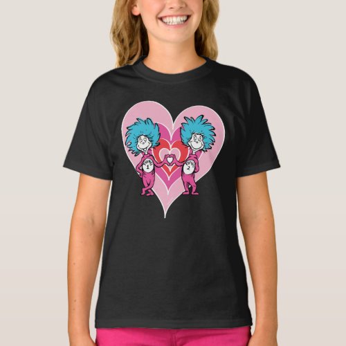 Dr Seuss Valentine  Thing 1 Thing 2 T_Shirt