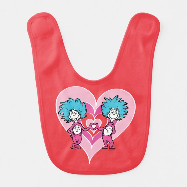 Dr. Seuss Valentine | Thing One Thing Two Baby Bib (Front)