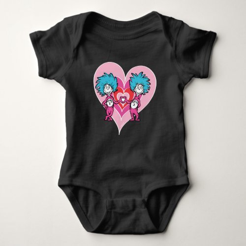 Dr Seuss Valentine  Thing One Thing Two Baby Bodysuit