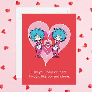 Dr. Seuss Valentine Thing One Thing Two Holiday Postcard