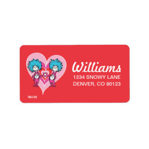 Dr. Seuss Valentine Thing One Thing Two Label