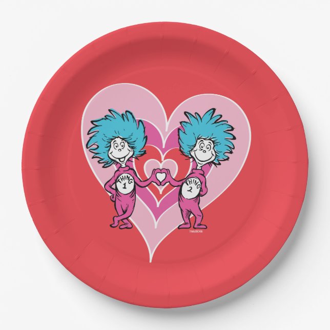Dr. Seuss Valentine | Thing One Thing Two Paper Plates (Front)