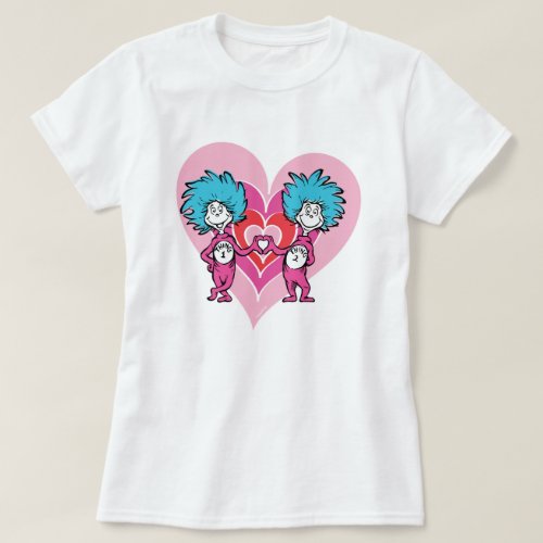 Dr Seuss Valentine  Thing One Thing Two T_Shirt