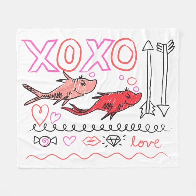 Dr. Seuss Valentine | XOXO Design Fleece Blanket (Front (Horizontal))