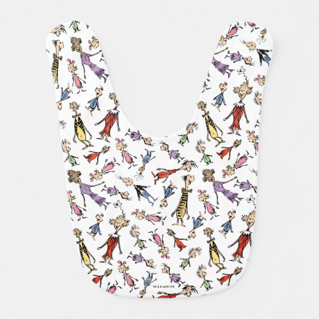 Dr. Seuss Whoville Characters Festive Pattern Baby Bib (Front)