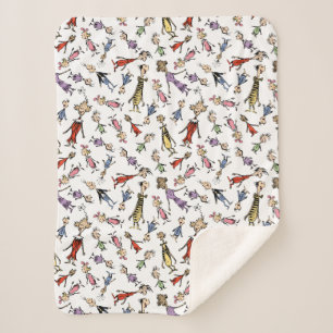 Dr. Seuss Whoville Characters Festive Pattern Sherpa Blanket