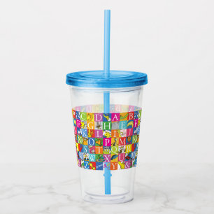 Dr. Seuss's ABC Colorful Block Letter Pattern Acrylic Tumbler